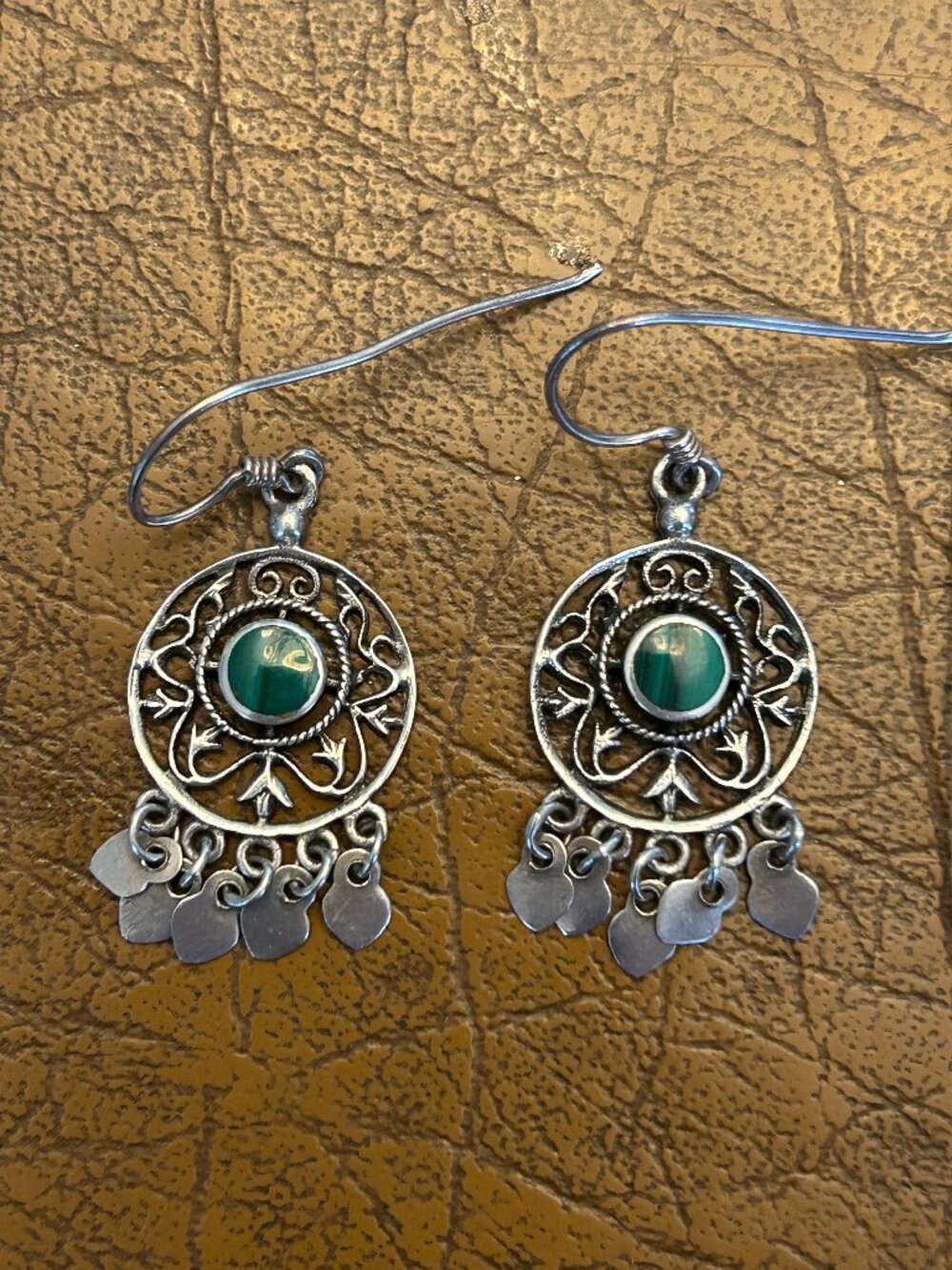 Sterling Silver Malachite Dangle Earrings